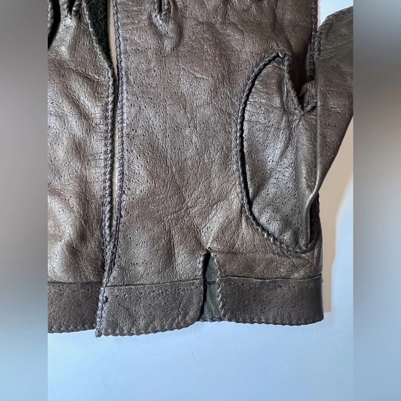 Genuine Leather Brown Winter Gloves - Picture 3 of 8